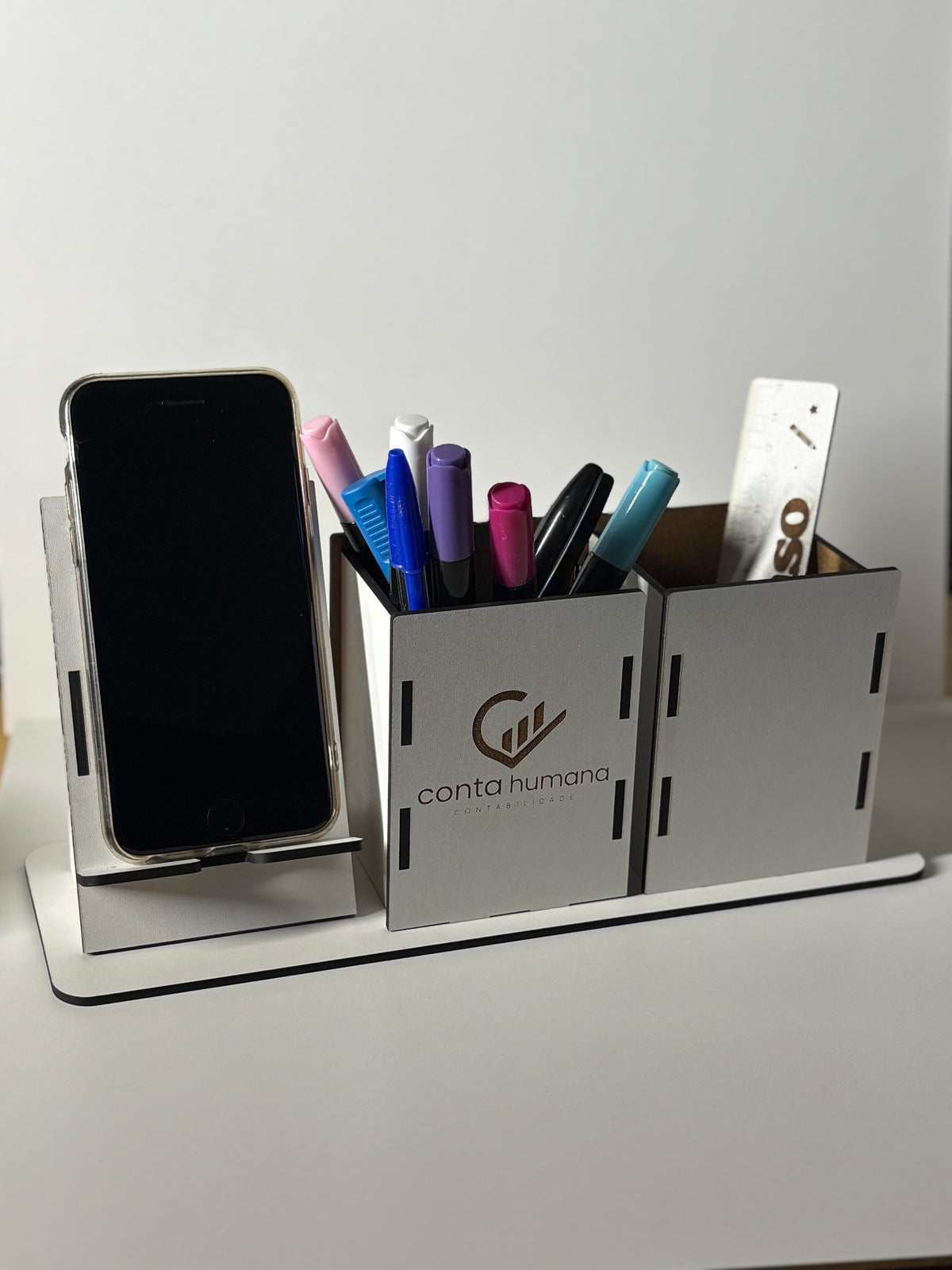Suporte para Telemóvel + Porta-Canetas Personalizado | Empresas
