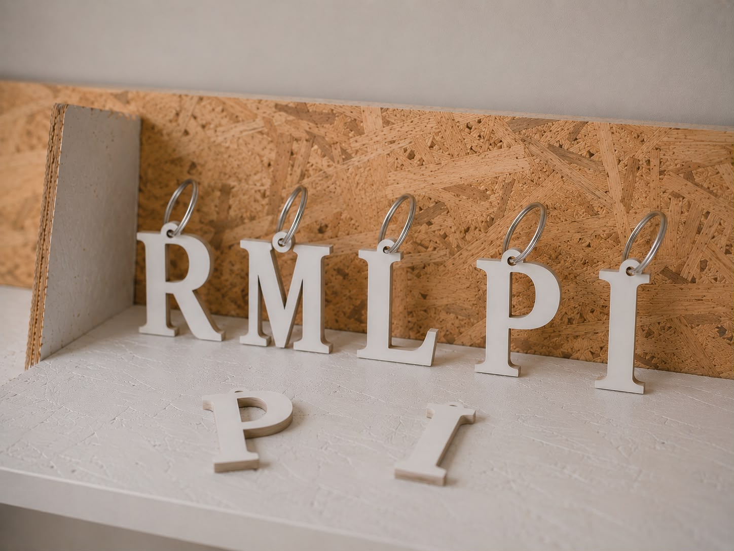 Porta-chaves personalizado com inicial em MDF branco.