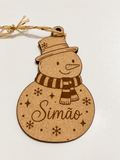 Ornamento de Natal Personalizado com Nome | Boneco de Neve & Pai Natal