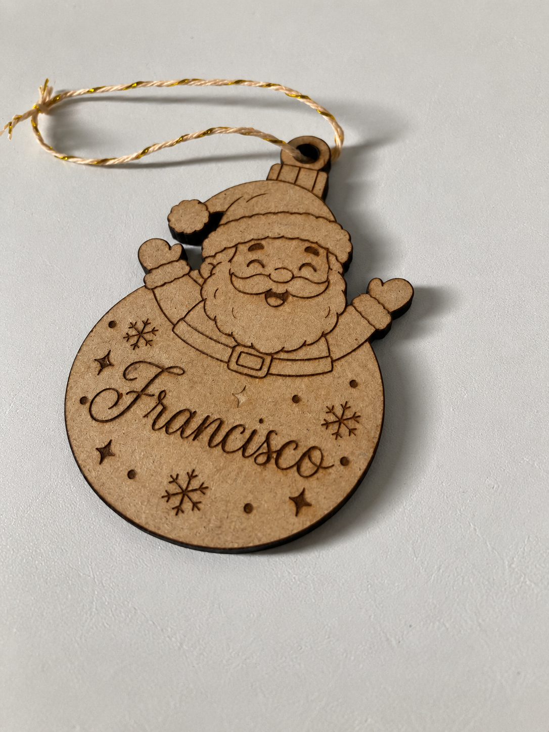 Ornamento de Natal Personalizado com Nome | Boneco de Neve & Pai Natal